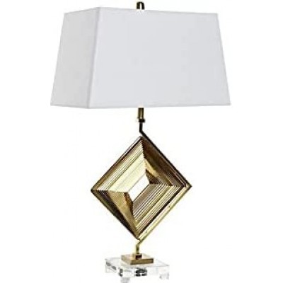 Lámpara de sobremesa Forma Rectangular 75×43 cm. Salón, comedor y dormitorio. Cristal, Metal y Vidrio. Color blanco