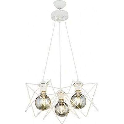 Lampe à suspension 60W Façonner Sphérique 100×43 cm. 3 points de lumière Salle, chambre et hall. Métal. Couleur blanc
