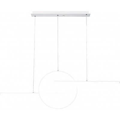 Lâmpada pendurada Forma Redondo 150×124 cm. Sala de jantar, quarto e salão. Estilo moderno e frio. Aço inoxidável e Alumínio. Cor branco