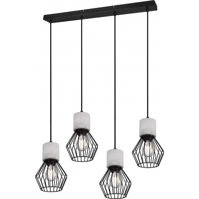 189,95 € Free Shipping | Hanging lamp Trio 40W 150×80 cm. 4 spotlights Living room, bedroom and lobby. Metal casting and Concrete. Black Color