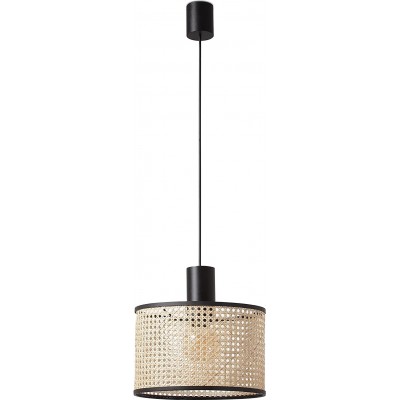 145,95 € Free Shipping | Hanging lamp 15W Cylindrical Shape Ø 32 cm. Living room, dining room and bedroom. Steel and Rattan. Beige Color