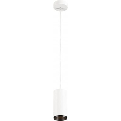 241,95 € Free Shipping | Hanging lamp 20W Cylindrical Shape 19×9 cm. Position adjustable LED Living room, dining room and bedroom. Modern Style. Aluminum and PMMA. White Color