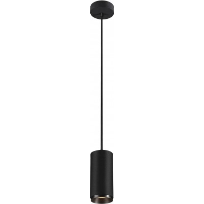 241,95 € Free Shipping | Hanging lamp 20W Cylindrical Shape 19×9 cm. Position adjustable LED Dining room, bedroom and lobby. Modern Style. Aluminum and PMMA. Black Color