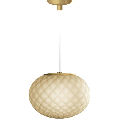 吊灯 球形 形状 25×18 cm. 客厅, 饭厅 和 卧室. 水晶 和 玻璃. 金的 颜色