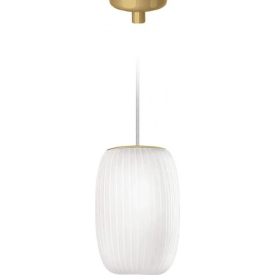 Lâmpada pendurada Forma Cilíndrica 25×18 cm. Sala de estar, sala de jantar e quarto. Cristal e Vidro. Cor branco