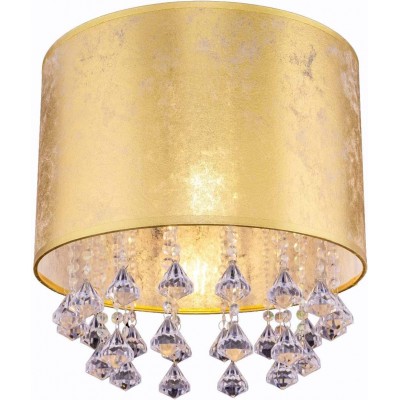 Ceiling lamp 40W Cylindrical Shape 31 cm. Living room, dining room and lobby. Acrylic and Metal casting. Golden Color