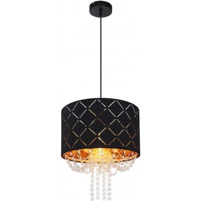 179,95 € Free Shipping | Hanging lamp 40W Cylindrical Shape 42×39 cm. Living room, dining room and bedroom. Crystal and Metal casting. Black Color