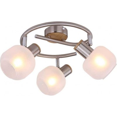 107,95 € Free Shipping | Ceiling lamp Spherical Shape 45×45 cm. Triple focus Living room, dining room and lobby. Crystal and Metal casting. Nickel Color