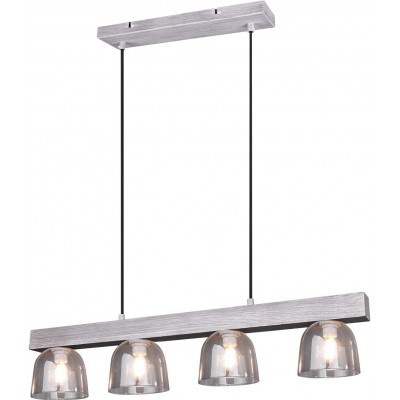 149,95 € Free Shipping | Hanging lamp Reality 28W Extended Shape 150×75 cm. 4 spotlights Living room, dining room and bedroom. Classic Style. Wood. Gray Color