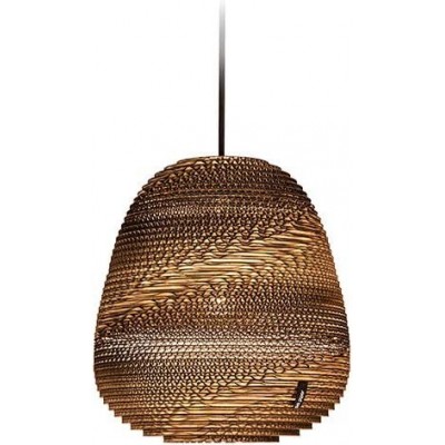Lámpara colgante 40W Forma Esférica 23×21 cm. Salón, comedor y dormitorio. Papel. Color marrón