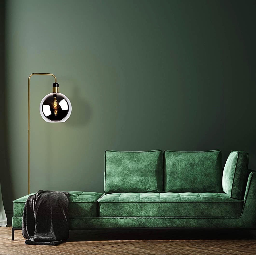 258,95 € Free Shipping | Floor lamp 25W 158×44 cm. Glass and marble. Gray Color