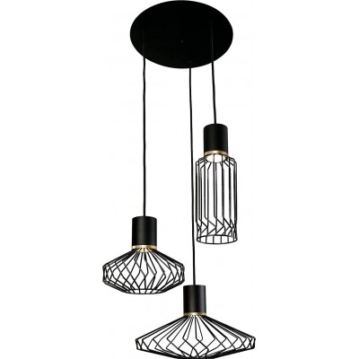 134,95 € Free Shipping | Hanging lamp 35W 47×35 cm. 3 points of light Steel. Black Color