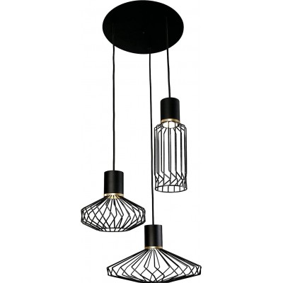 Lámpara colgante 35W 47×35 cm. 3 puntos de luz Salón, comedor y vestíbulo. Estilo moderno. Acero. Color negro