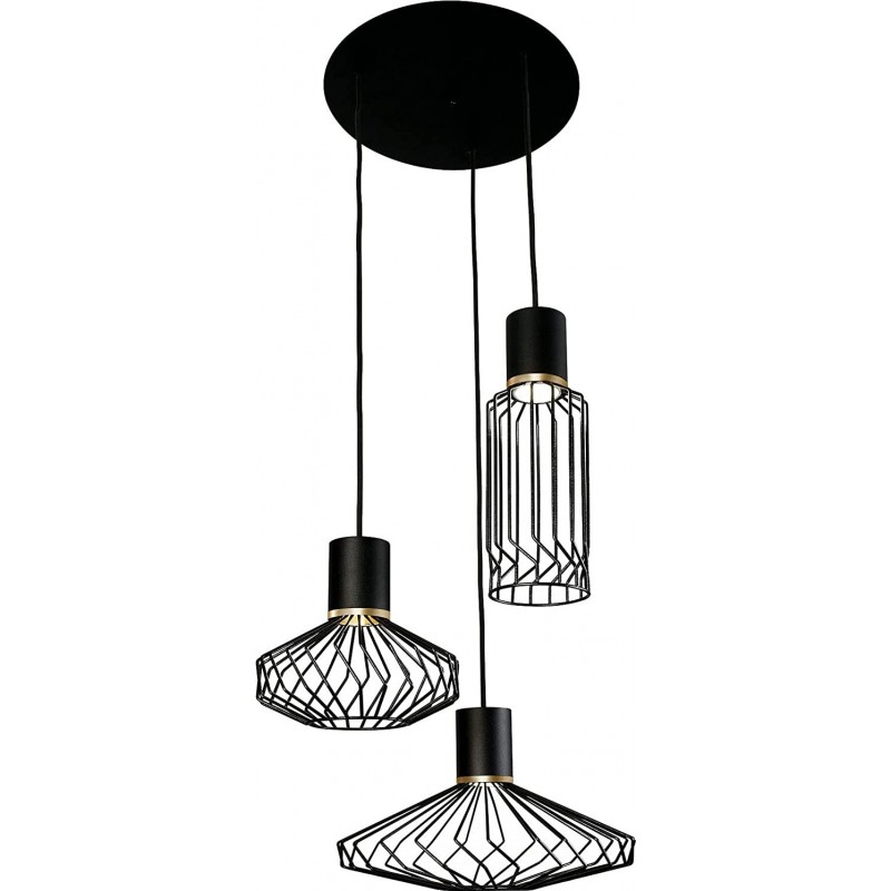 141,95 € Free Shipping | Hanging lamp 35W 47×35 cm. 3 points of light Living room, dining room and lobby. Modern Style. Steel. Black Color