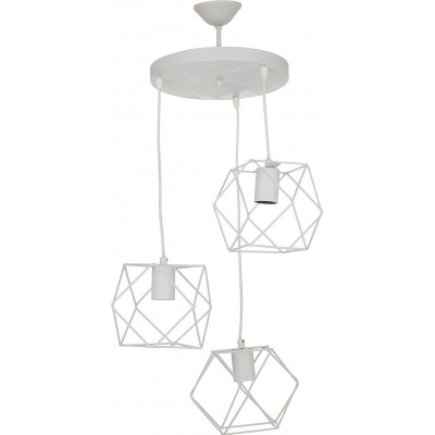 Lámpara colgante 60W 110×30 cm. 3 puntos de luz Salón, comedor y dormitorio. Metal. Color blanco