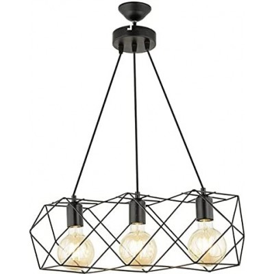 96,95 € Free Shipping | Hanging lamp 60W 100×55 cm. 3 points of light Living room, dining room and lobby. Metal casting. Black Color