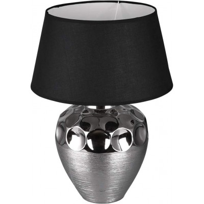 Lampada da tavolo Reality 60W Forma Cilindrica 54×40 cm. Soggiorno, sala da pranzo e camera da letto. Stile moderno. Ceramica. Colore argento