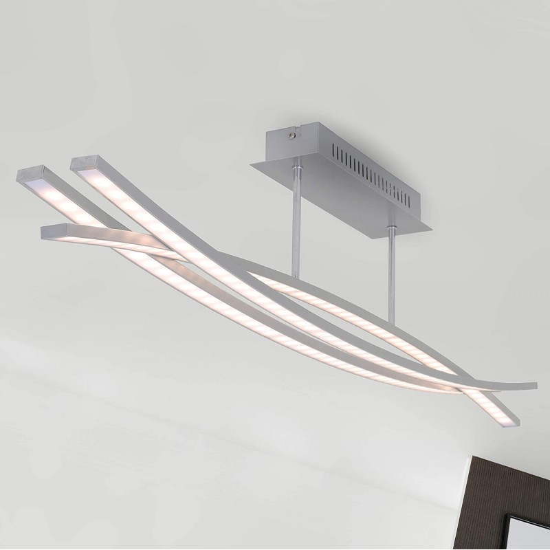 153,95 € Free Shipping | Ceiling lamp 6W Extended Shape 100×23 cm. 3 LED light points. dimmable Living room, bedroom and lobby. Modern Style. PMMA and Metal casting. Aluminum Color