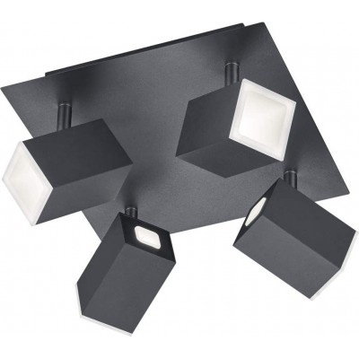 Faretto da interno Trio 6W 3000K Luce calda. Forma Cubica 25×25 cm. 4 faretti LED Soggiorno, sala da pranzo e camera da letto. Stile moderno. Metallo. Colore nero