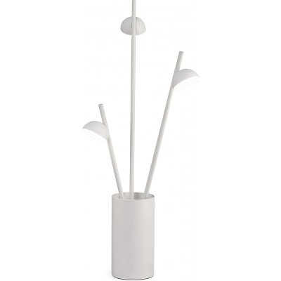 Lâmpada de mesa Forma Cilíndrica 52×30 cm. Foco triplo Sala de jantar, quarto e salão. Estilo moderno. Alumínio e Metais. Cor branco