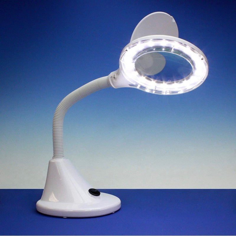 124,95 € Free Shipping | Technical lamp 5W Round Shape 28×20 cm. LED Illuminated Magnifying Glass Living room, dining room and bedroom. Glass. White Color
