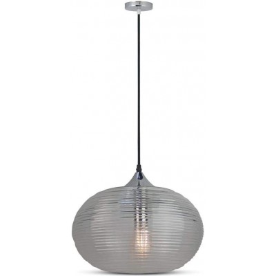 89,95 € Free Shipping | Hanging lamp 60W Spherical Shape 100×33 cm. Dining room, bedroom and lobby. Modern Style. Metal casting and Glass. Silver Color