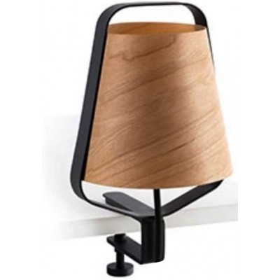 Lámpara de escritorio 20W Forma Cónica Sujeción con pinza Salón, dormitorio y vestíbulo. Metal y Madera. Color marrón
