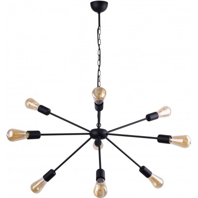 Lámpara de araña Forma Esférica 70×70 cm. 7 puntos de luz Salón, comedor y dormitorio. Acero. Color negro