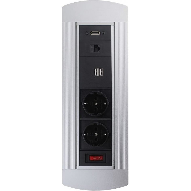 267,95 € Free Shipping | Lighting fixtures 3600W Rectangular Shape 33×12 cm. Socket outlets. 2 USB connection ports Living room, dining room and lobby. Design Style. Aluminum. Silver Color