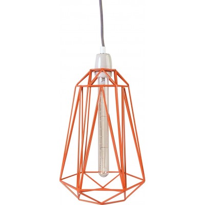 Lámpara colgante 39×21 cm. Salón, dormitorio y vestíbulo. Estilo industrial. Metal. Color naranja