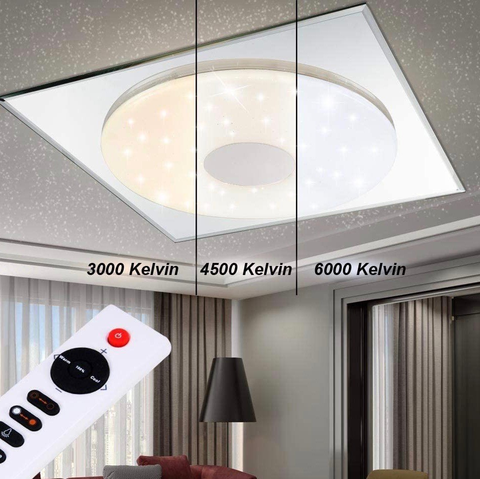 261,95 € Free Shipping | Indoor ceiling light 45×45 cm. Remote control Chromed metal. White Color