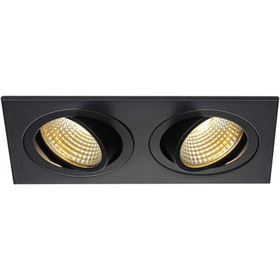 Iluminación empotrable Forma Rectangular 17×9 cm. Doble foco LED regulable y orientable Comedor, dormitorio y vestíbulo. Aluminio. Color negro