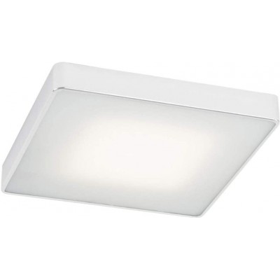 Indoor ceiling light 15W Square Shape 35×35 cm. Dining room, bedroom and lobby. Modern Style. Steel and Glass. White Color