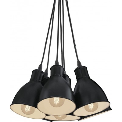 156,95 € Free Shipping | Hanging lamp Eglo 60W Conical Shape 110×39 cm. 7 spotlights Dining room, bedroom and lobby. Modern Style. Black Color