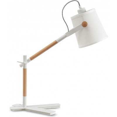 Lampada da scrivania 23W Forma Cilindrica 58×50 cm. Soggiorno, camera da letto e atrio. Stile nordico. Acciaio, Acciaio inossidabile e Tessile. Colore bianca