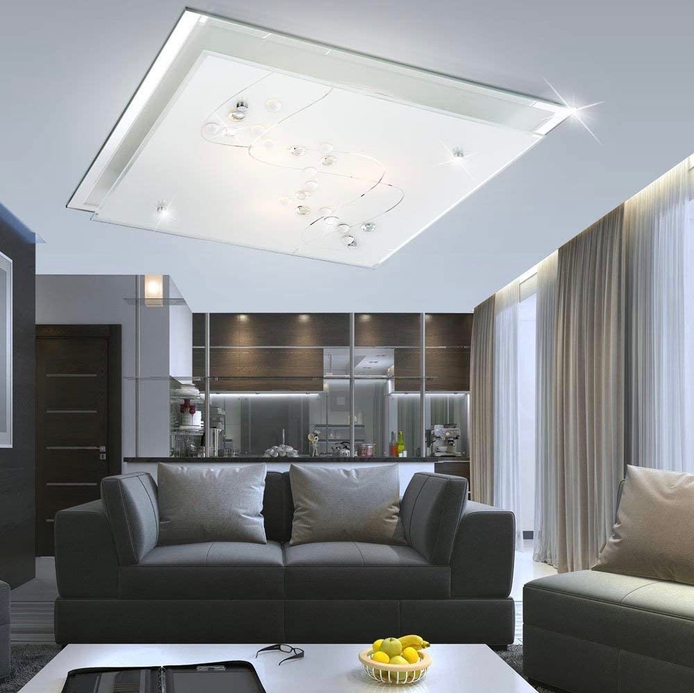 121,95 € Free Shipping | Ceiling lamp 60W 42×42 cm. Metal casting. Plated chrome Color