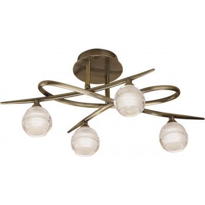 219,95 € Free Shipping | Ceiling lamp 33W Round Shape 52×34 cm. 4 spotlights Living room, dining room and bedroom. Modern Style. Steel and Crystal. Golden Color