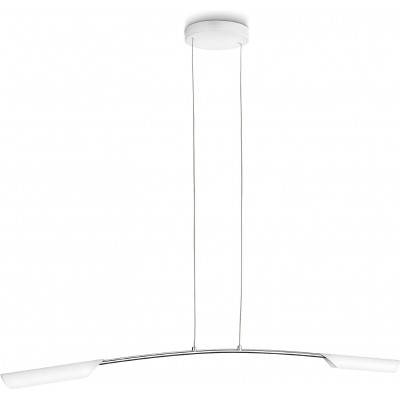 171,95 € Free Shipping | Hanging lamp Philips 7W 2700K Very warm light. Extended Shape 104×100 cm. Living room, dining room and bedroom. Metal casting and Glass. White Color