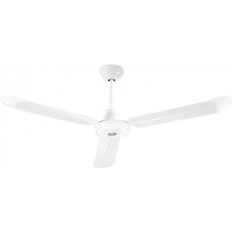 154,95 € Free Shipping | Ceiling fan with light 45W 1×1 cm. 3 vanes-blades Metal casting. White Color
