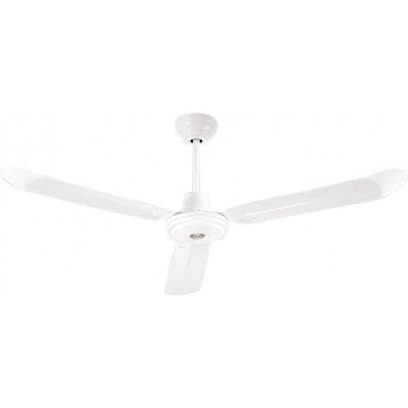 154,95 € Envio grátis | Ventilador de teto com luz 45W 1×1 cm. 3 palhetas Metais. Cor branco