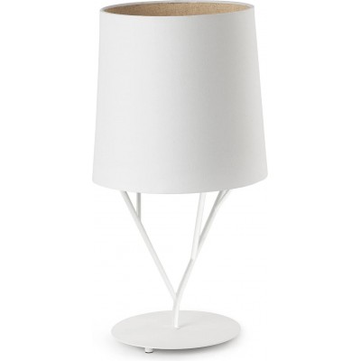 Lampada da tavolo 60W Forma Cilindrica Ø 23 cm. Soggiorno, camera da letto e atrio. Stile moderno. Acciaio, Metallo e Tessile. Colore bianca