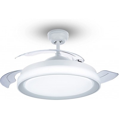 266,95 € Free Shipping | Ceiling fan with light Philips 35W 5000K Neutral light. Ø 51 cm. 3 fold-out blades. LED with warm to cold illumination. Remote control Metal casting. White Color