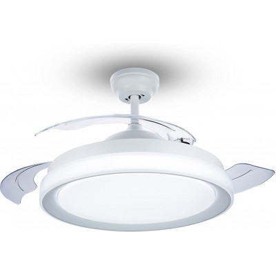 279,95 € Free Shipping | Ceiling fan with light Philips 35W 5000K Neutral light. Round Shape Ø 51 cm. 3 fold-out blades. LED with warm to cold illumination. Remote control Dining room, bedroom and lobby. Metal casting. White Color