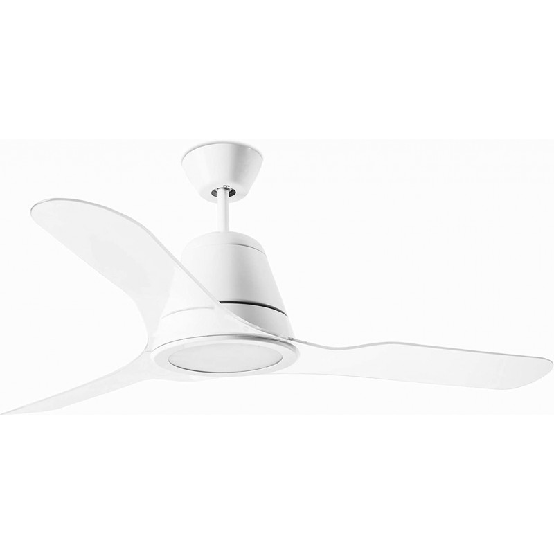 274,95 € Free Shipping | Ceiling fan with light 18W 132×132 cm. 3 vanes-blades. LED lighting Living room, dining room and lobby. Modern Style. Steel. White Color