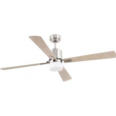 361,95 € Free Shipping | Ceiling fan with light 40W Ø 132 cm. 4 vanes-blades. Remote control Living room, dining room and lobby. Crystal and Metal casting. Nickel Color