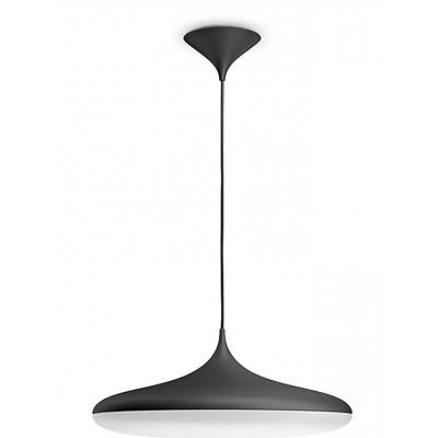 Lámpara colgante Philips 39W Forma Redonda 35×35 cm. LED regulable. Alexa y Google Home Comedor, dormitorio y vestíbulo. Aluminio y PMMA. Color negro