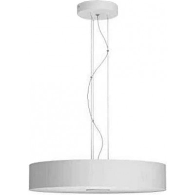 386,95 € Free Shipping | Hanging lamp Philips 39W 2700K Very warm light. Cylindrical Shape 52×48 cm. Control with Smartphone APP Living room. Crystal. White Color