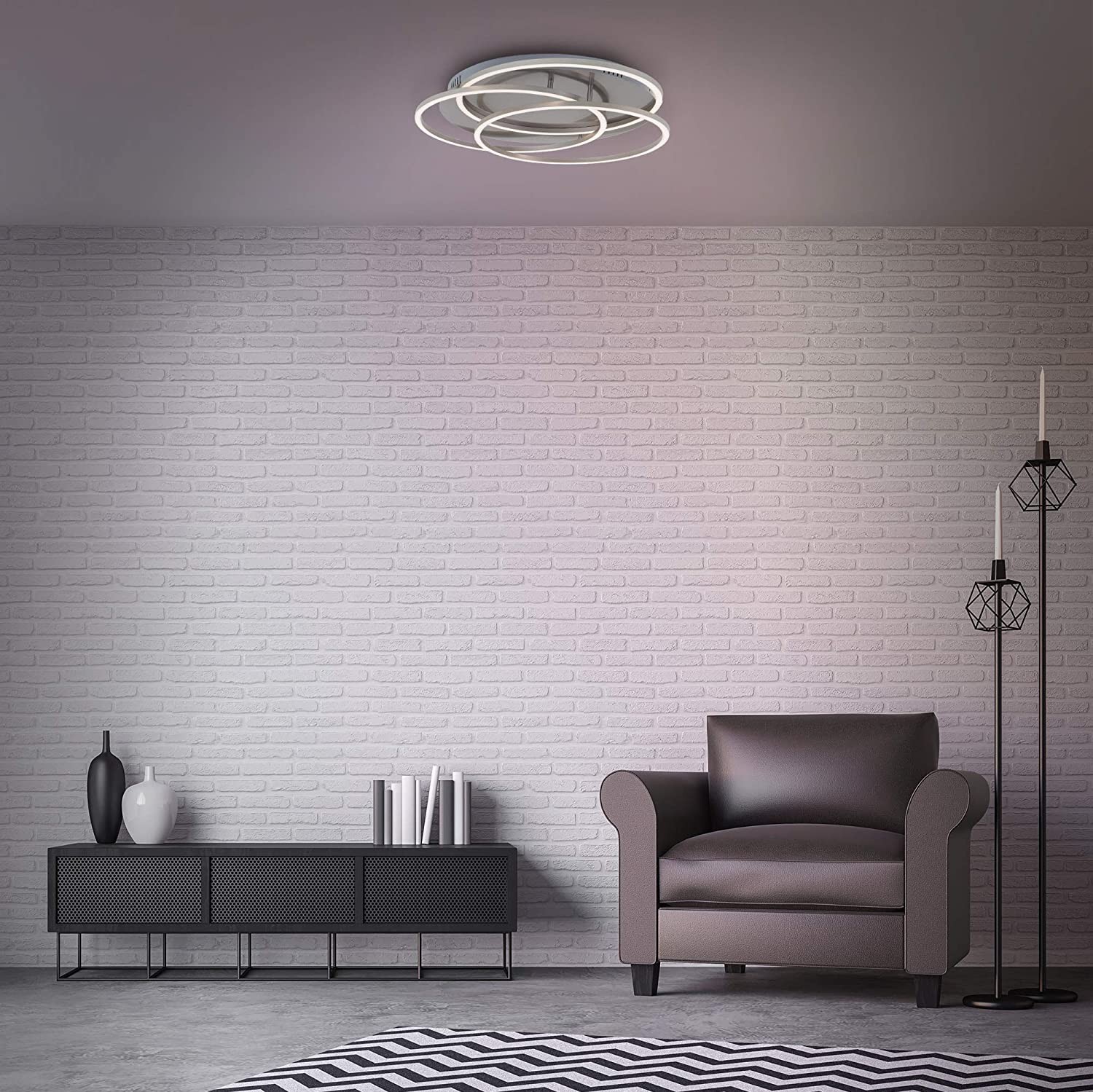 305,95 € Spedizione Gratuita | Lampada da soffitto Ø 54 cm. LED dimmerabili funzione di memoria Metallo. Colore nichel