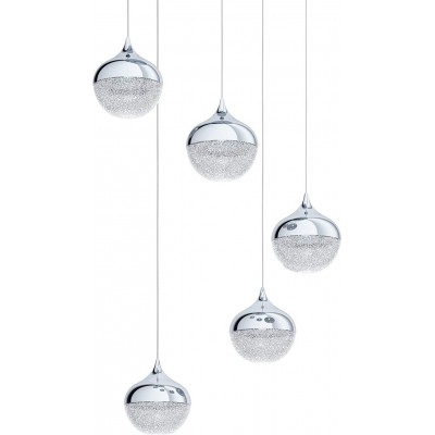 Hanging lamp Eglo 25W Spherical Shape 150×54 cm. 5 spotlights Living room, dining room and bedroom. PMMA. Plated chrome Color