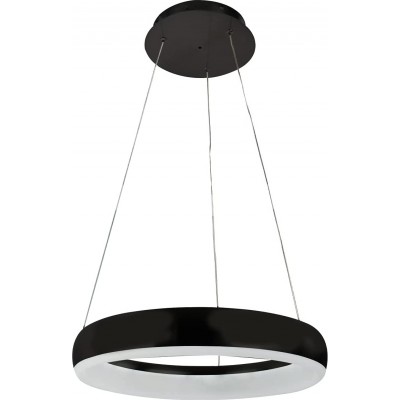 289,95 € Free Shipping | Hanging lamp 24W Round Shape 150×40 cm. Living room, dining room and bedroom. Aluminum and PMMA. Black Color